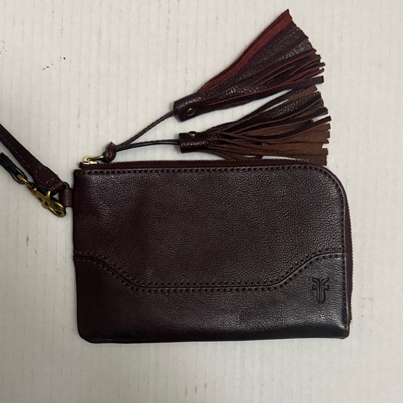 Frye Rich Brown Leather Wristlet with Tassels - Picture 1 of 5
